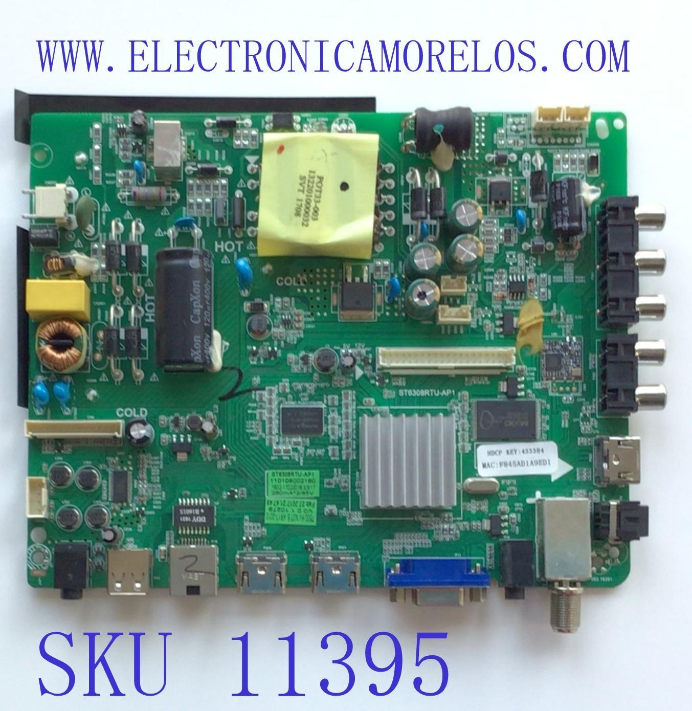 MAIN FUENTE PARA TV ELEMENT / NUMERO DE PARTE 21005630/ ST6308RTU-AP1 / 110105002160 / 433384 / F845AD1A9ED1 / 17030100367 / DISPLAY T500HVN07.5 / MODELO ELSFC5017	